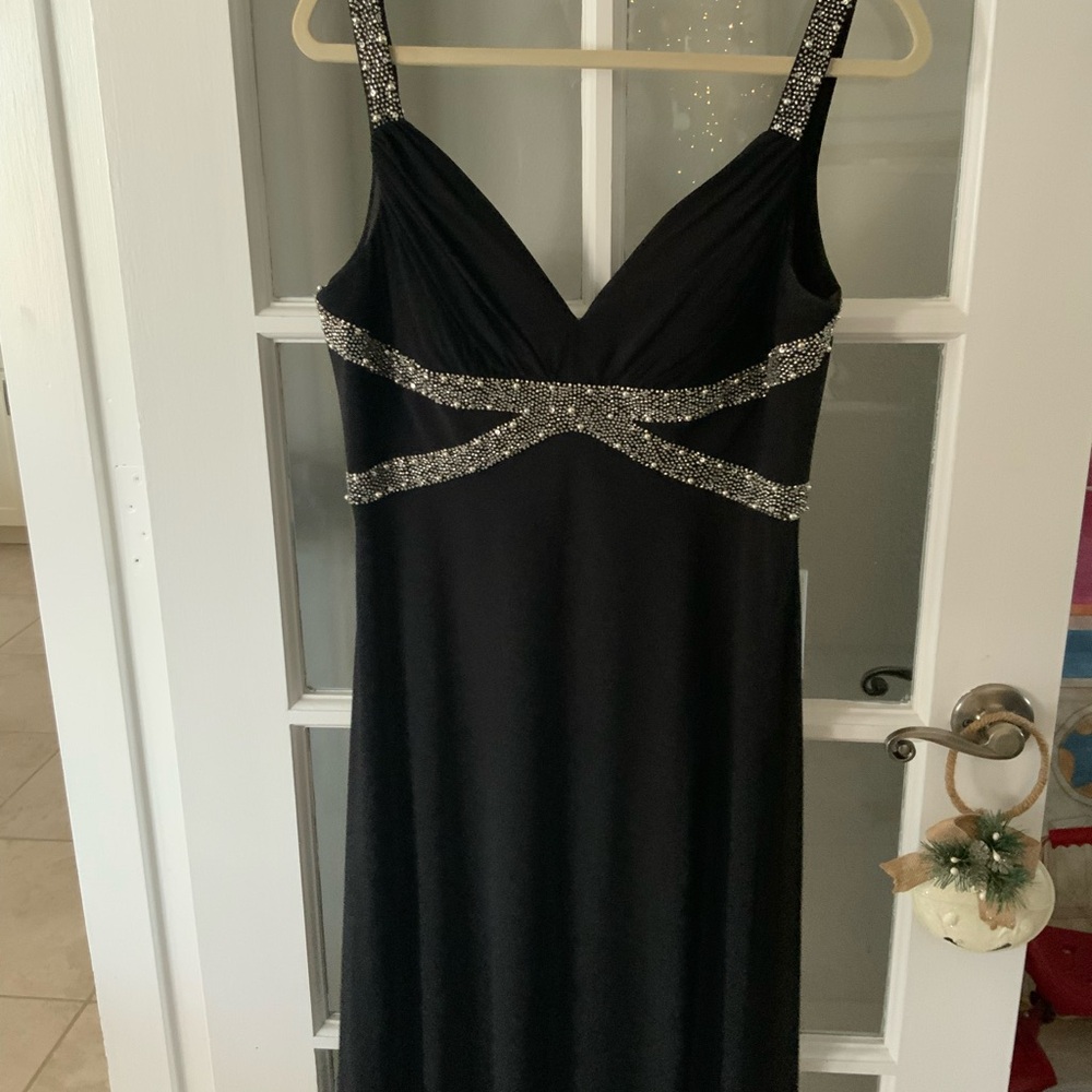 Elegant Black Dress with Silver Accents